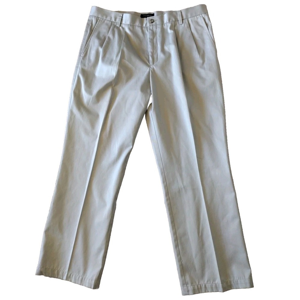 Dockers Chino Pants Men 38x32 Straight Fit Beige Pleated Front Casual Office